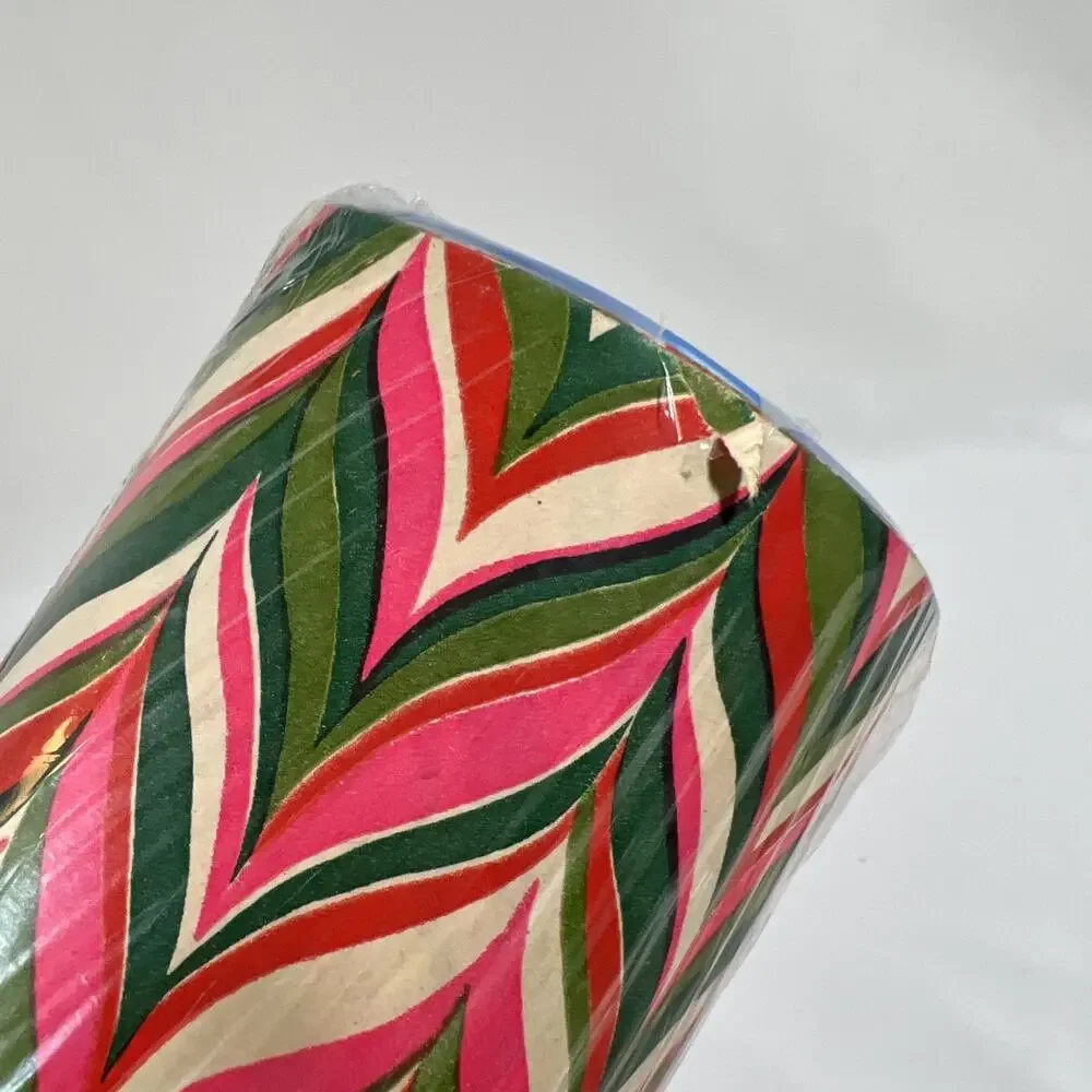 Vintage Roll Gift Wrap Christmas Paper Papercraft Pink Green Mod SEALED Wrapping